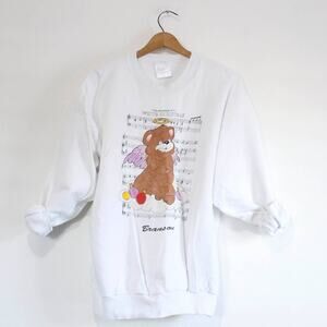 Vintage Dreaming of a White Christmas Teddy Bear Branson Christmas Sweatshirt XL